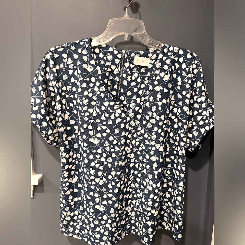 Blue and white floral blouse medium